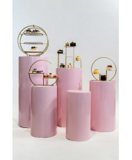 Set mit 5 zylindrischen Säulen in Rosa